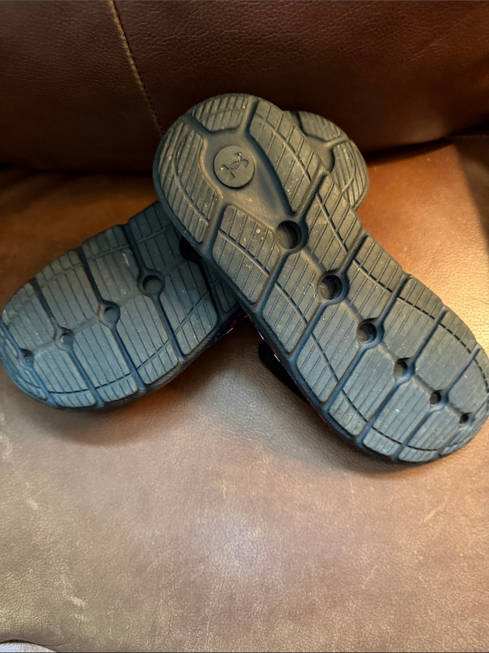 Under Armour Purple Slides with Pink and Blue Patterned Strap - Picture 5 of 5